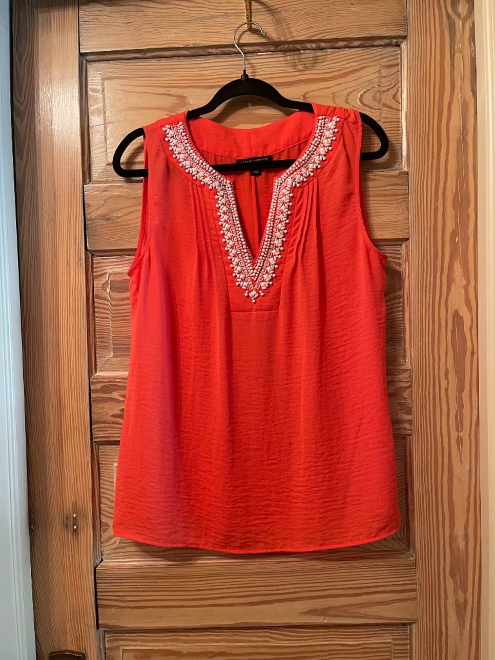 Banana Republic Orange / Coral Embellished Sleeveless Top